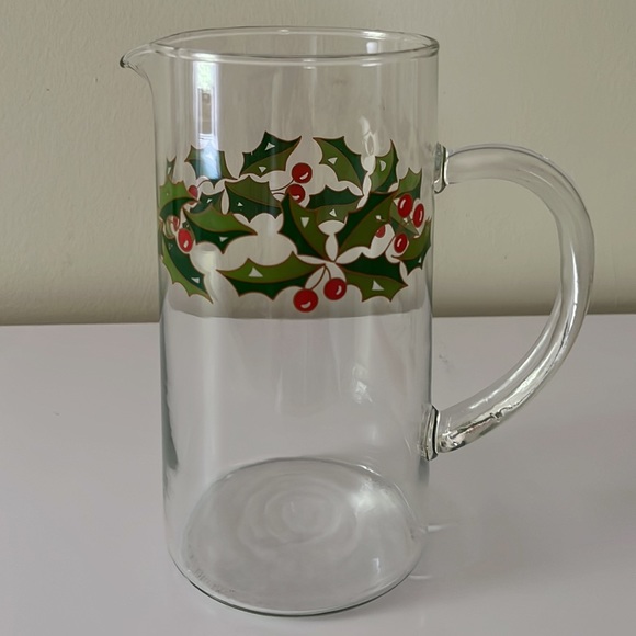 Glass Pitcher with Holly Design - Picture 5 of 5